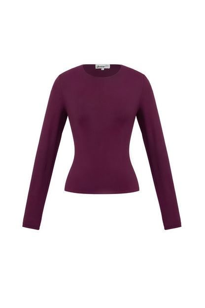 Strick-Nylon Damen Langarm-Oberteil Basic Einfarbig
