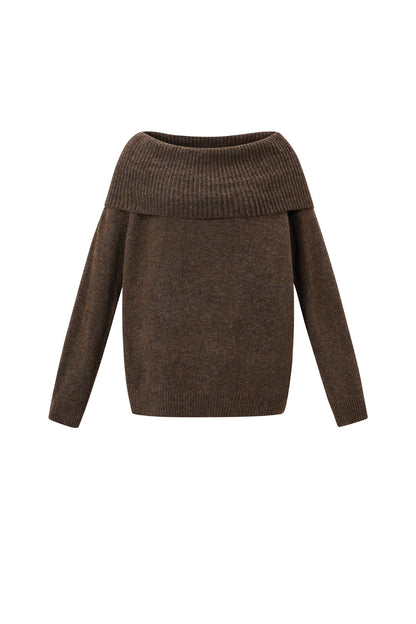 Gestrickte Polyesterfaser Damen-Off-Shoulder-Pullover Elegant Einfarbig