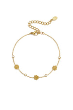 14 Karat vergoldete Edelstahl-Charm-Armbänder, Blumenmuster, schlichte Alltagsserie, Damenschmuck