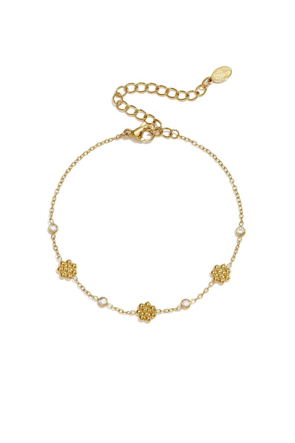 14 Karat vergoldete Edelstahl-Charm-Armbänder, Blumenmuster, schlichte Alltagsserie, Damenschmuck