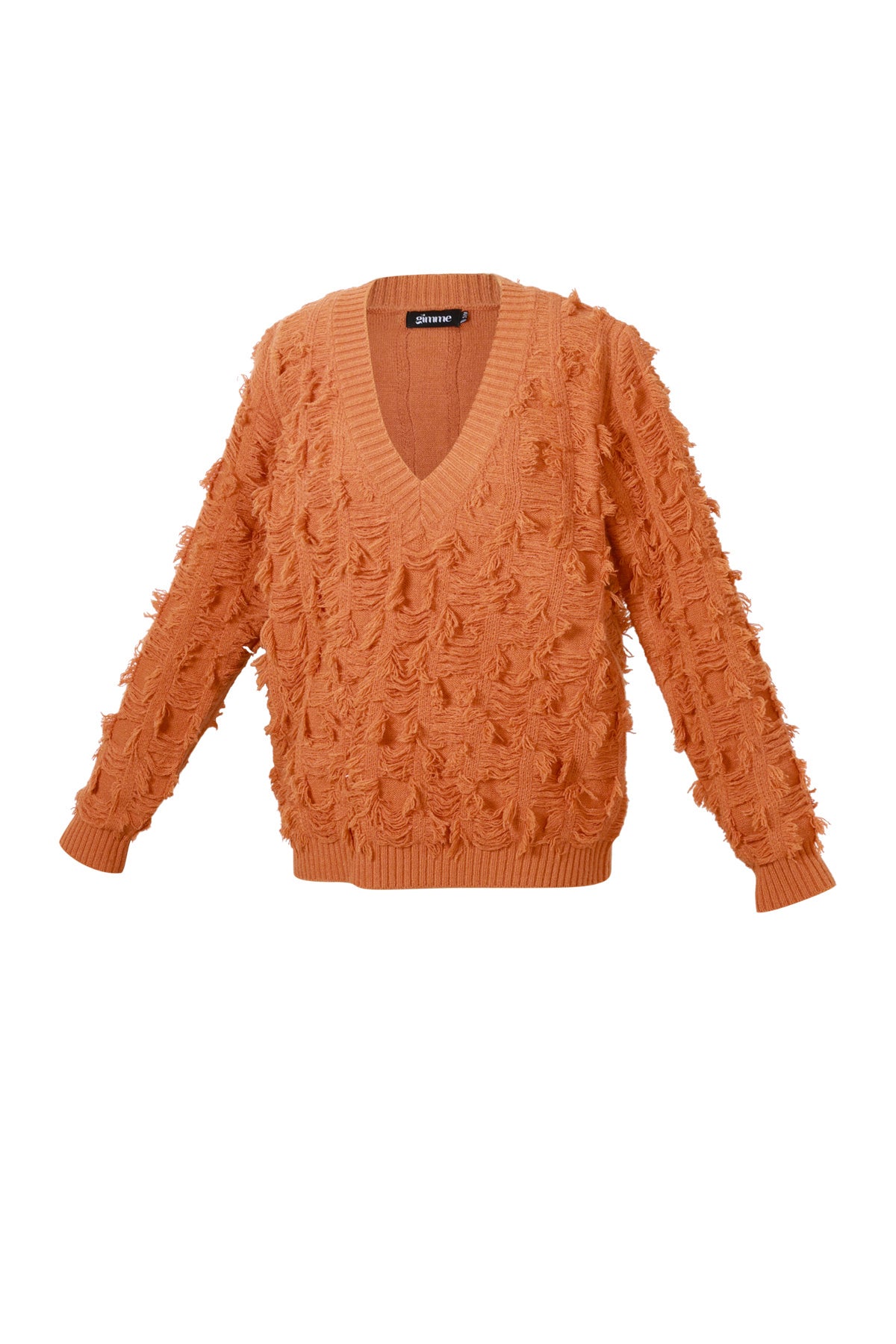 V-Pullover mit Fransen