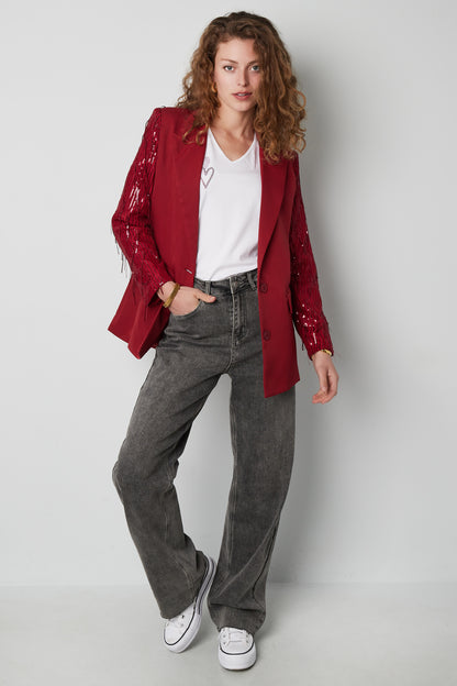 Polyester Damen Blazer Mit Fransenärmel Design
