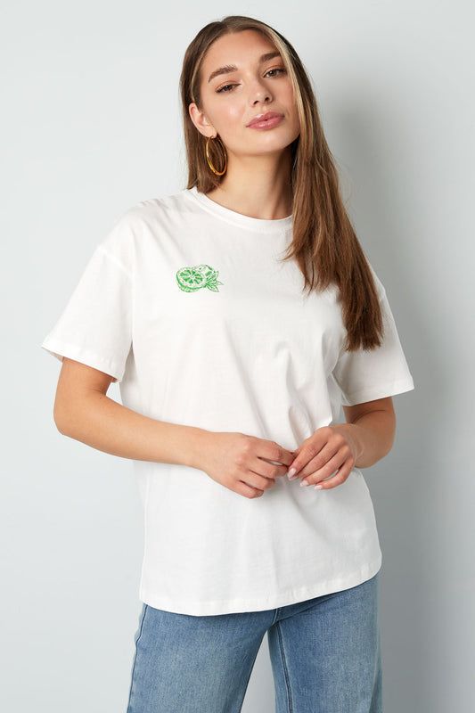Strick Damen T-Shirt Casual Botanisch
