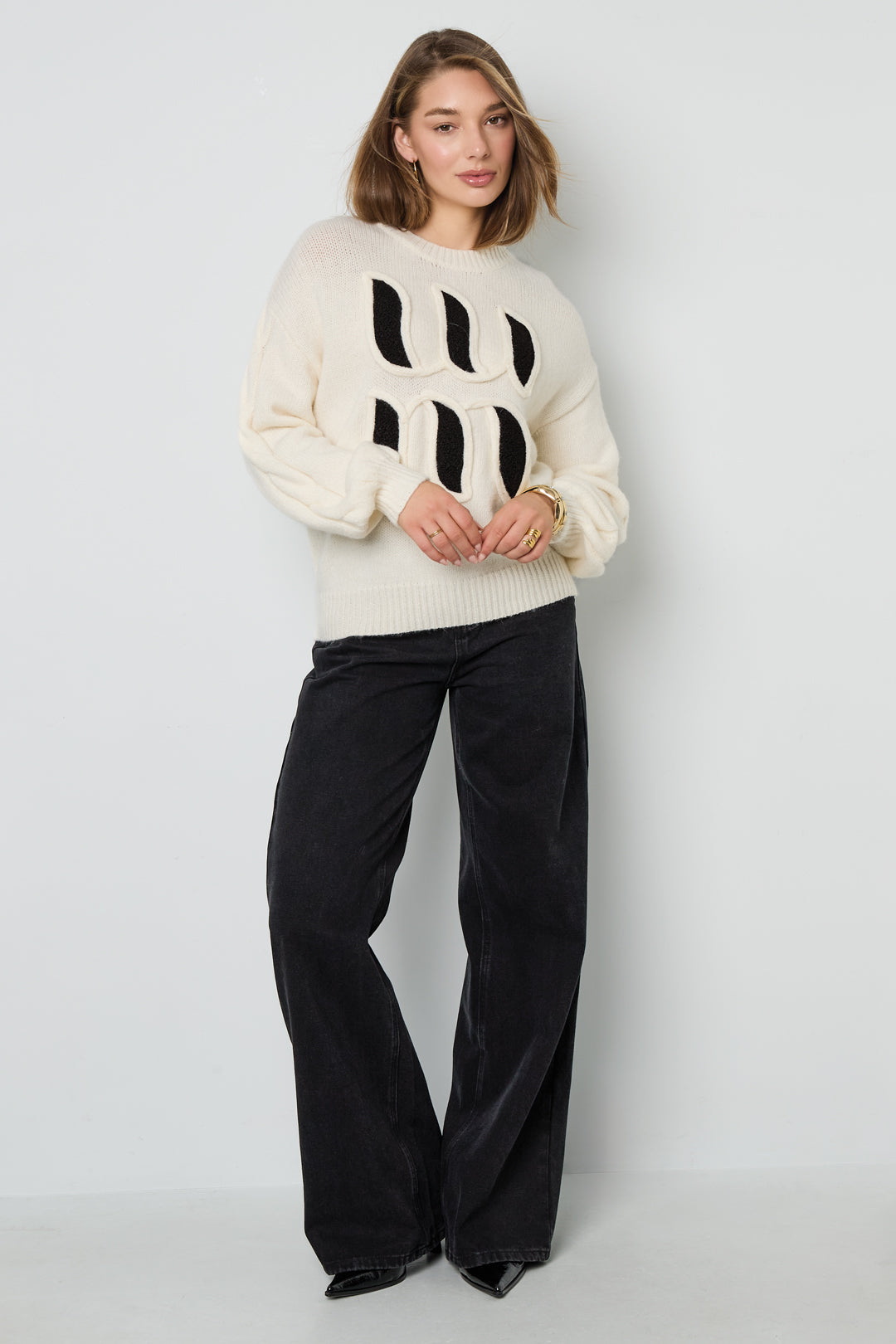 Gestrickte Polyesterfaser Damen Strickpullover Casual Letters
