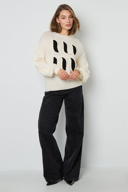 Gestrickte Polyesterfaser Damen Strickpullover Casual Letters