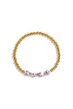 Massives Perlenarmband mit Perlen in blauem Blumenmuster