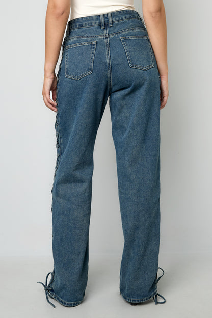 Gewebte Baumwolle Damen Gerade Hose Mit Schnürung Casual