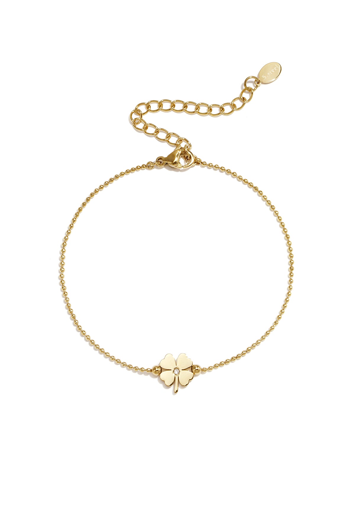 Charm-Armbänder aus 14-karätig vergoldetem Edelstahl, Clover Simple Daily Simple Serie, Damenschmuck