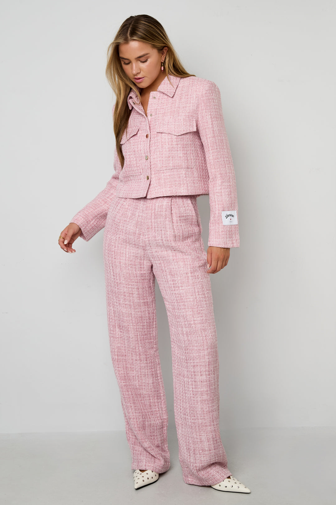 Gewebte Polyesterfasern Damen Gerade Hosen Elegantes Karomuster Herbst/Winter