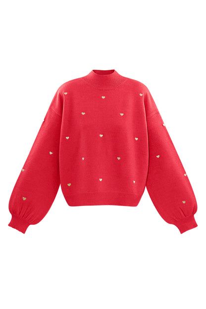 Acryl Strickpullover Casual Herz Muster Herbst/Winter