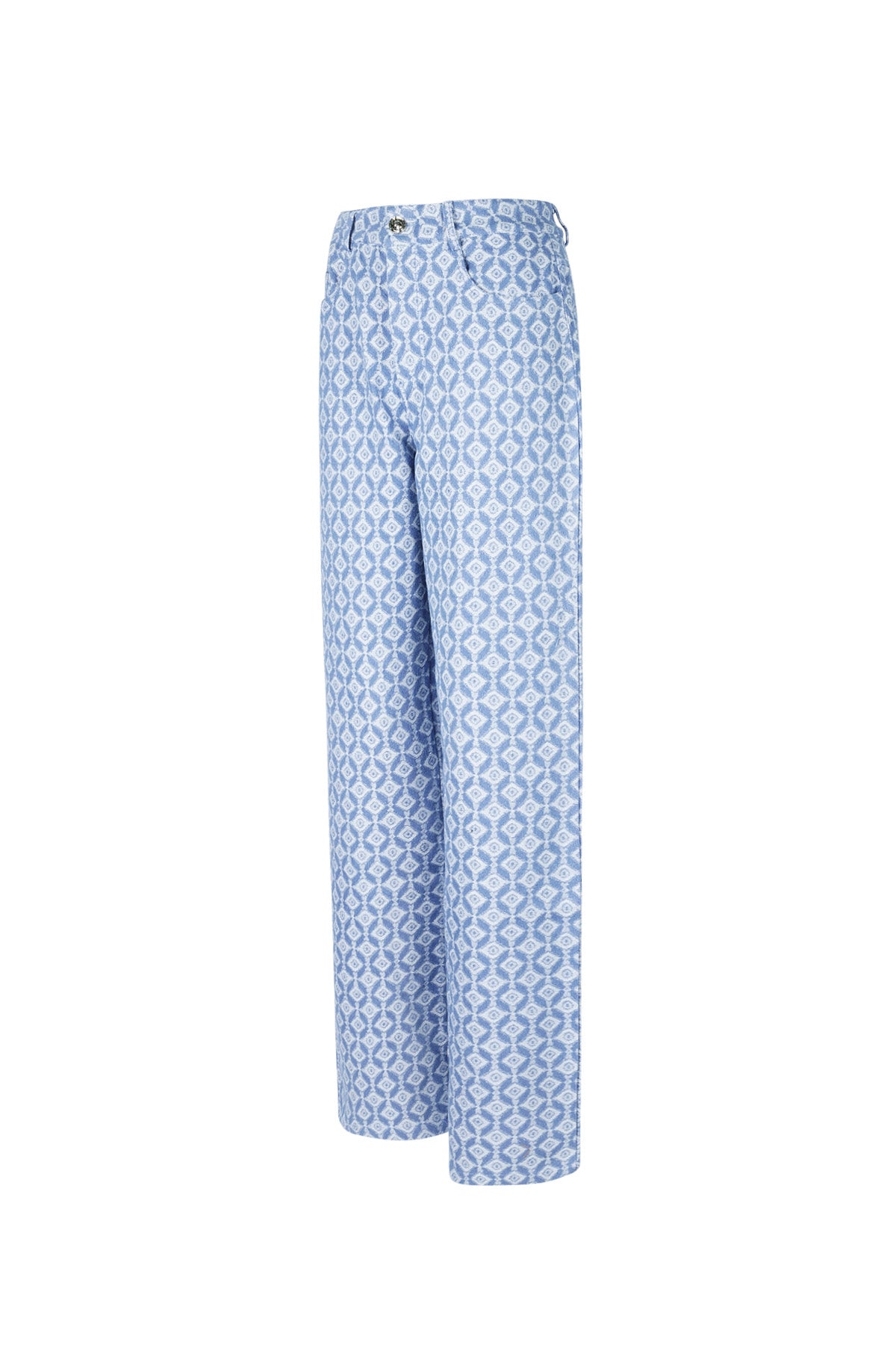Cotton Woven Damen Gerade Hose Geometrisches Muster