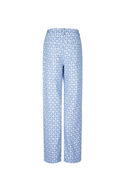 Cotton Woven Damen Gerade Hose Geometrisches Muster