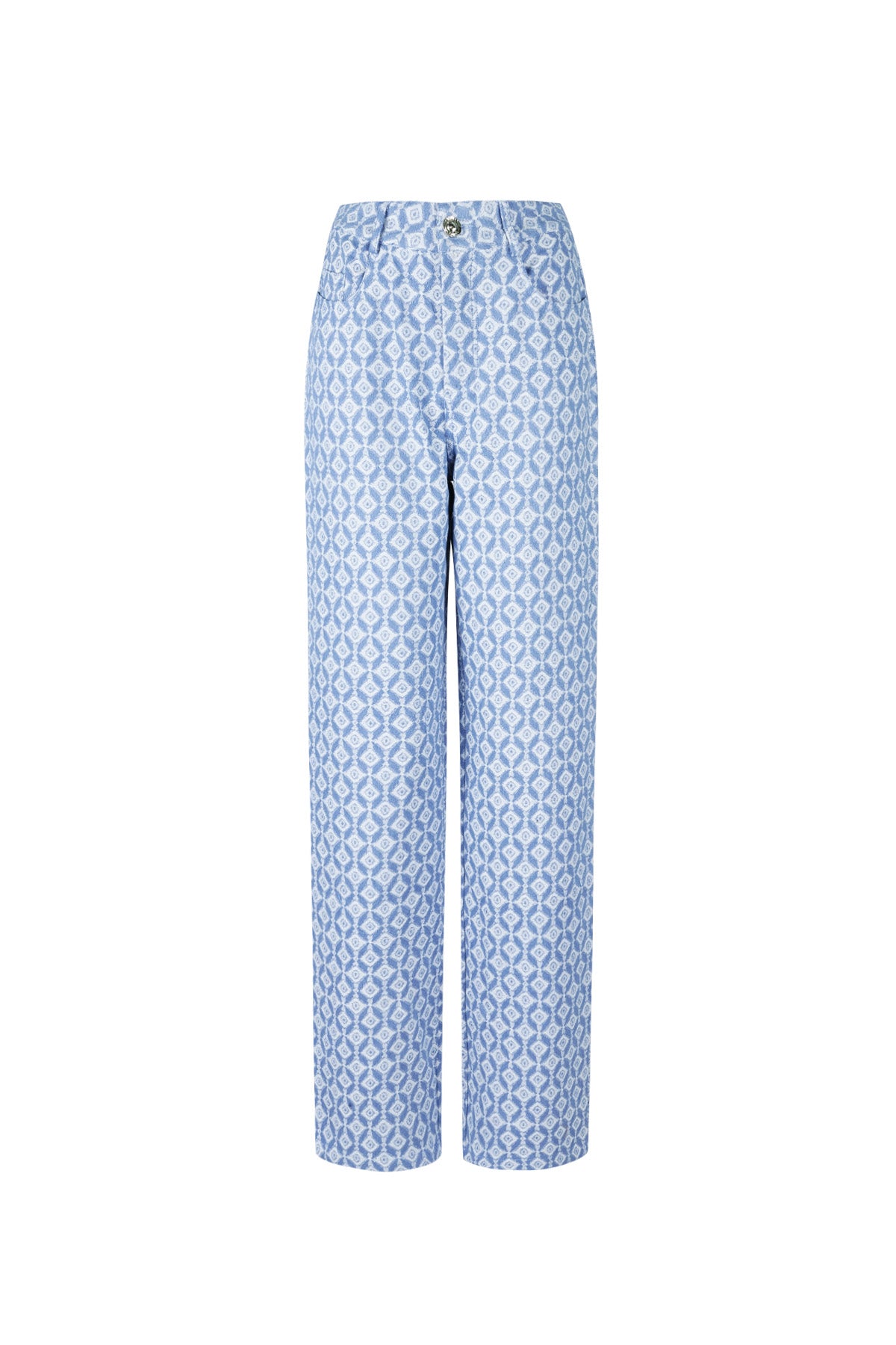 Cotton Woven Damen Gerade Hose Geometrisches Muster