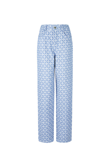 Cotton Woven Damen Gerade Hose Geometrisches Muster