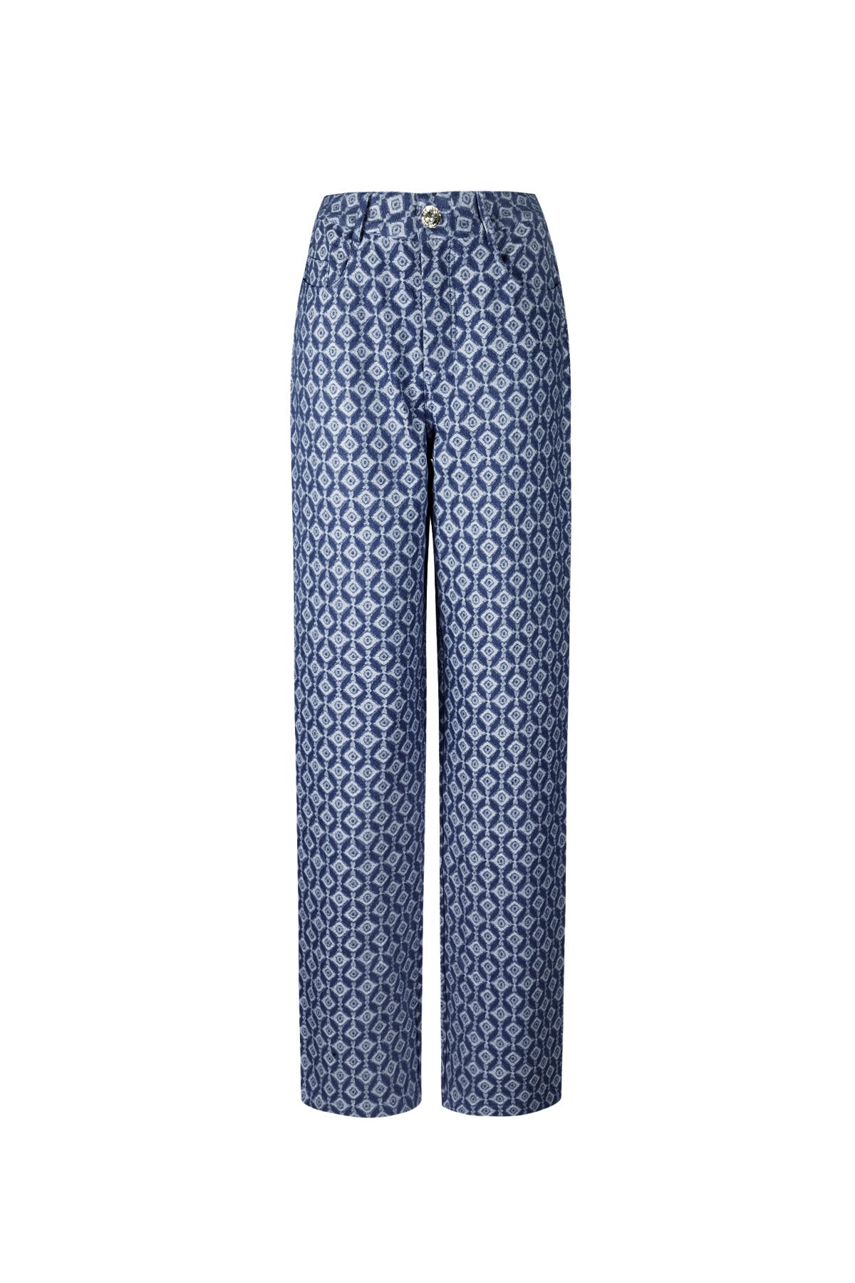 Cotton Woven Damen Gerade Hose Geometrisches Muster