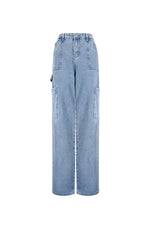 Baumwolle Gewebte Damen Gerade Jeans Casual Einfarbig Mittelindigo