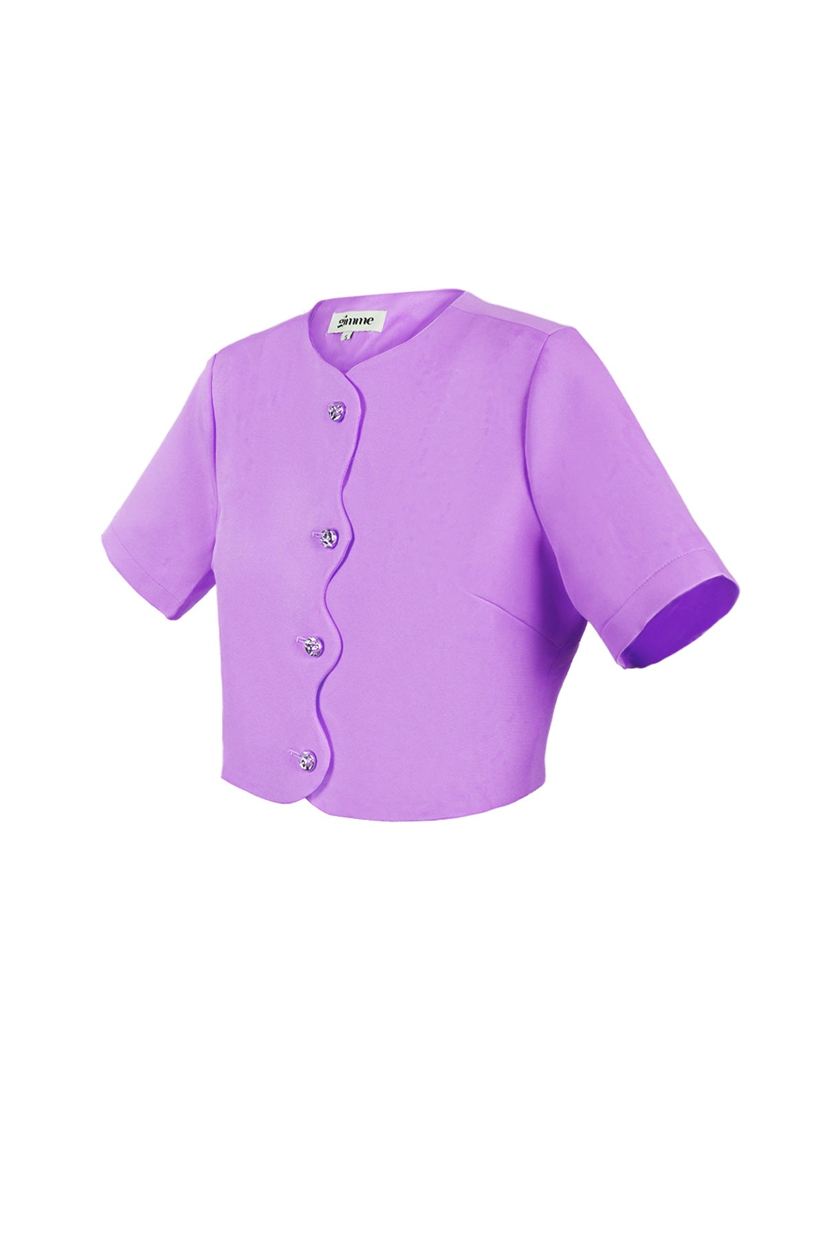 Polyester Damen Kurzarm Oberteil Kurz geschnitten Knopfleiste