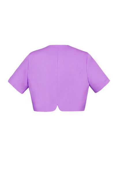 Polyester Damen Kurzarm Oberteil Kurz geschnitten Knopfleiste