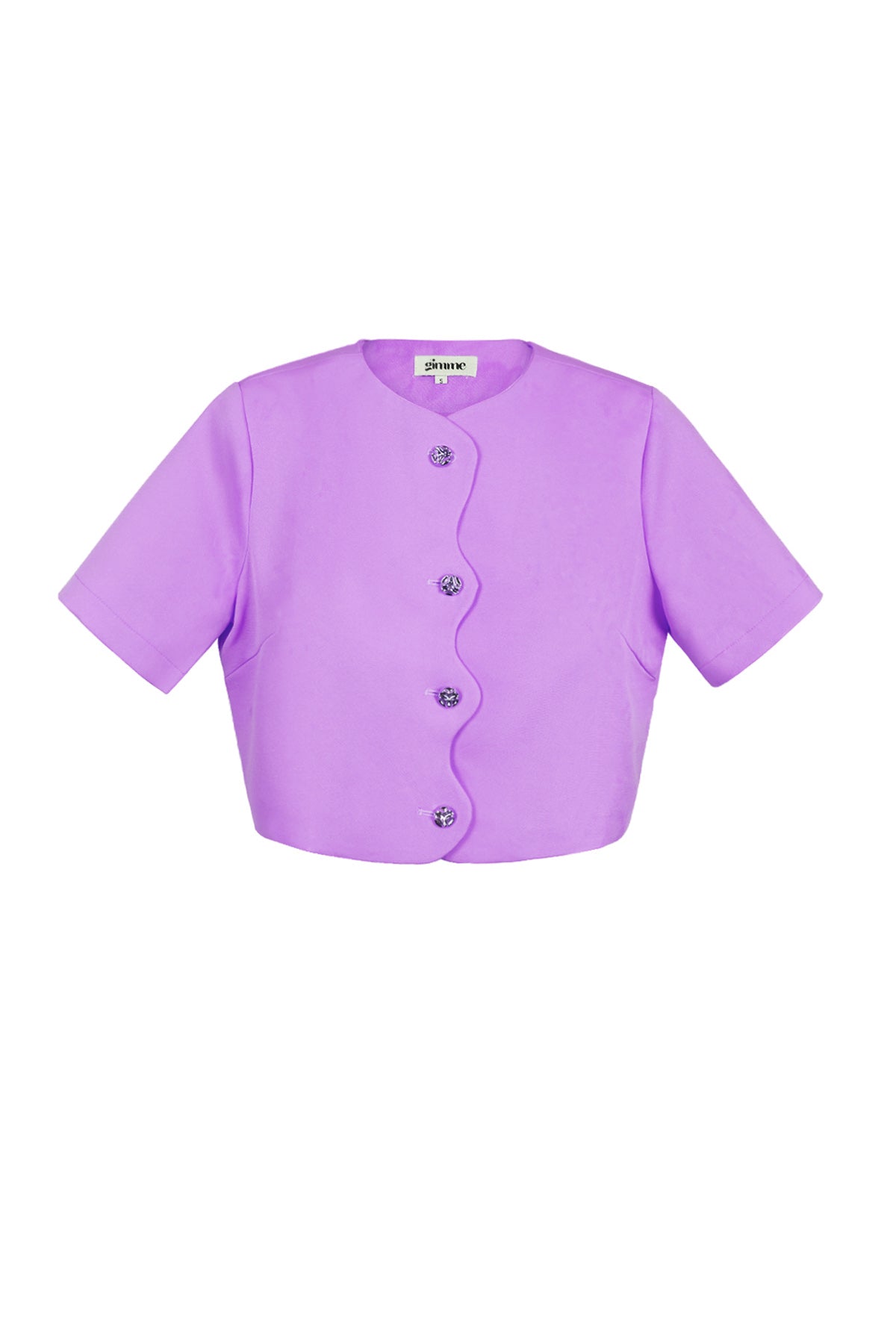 Polyester Damen Kurzarm Oberteil Kurz geschnitten Knopfleiste