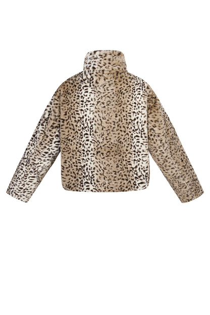 Polyester Kunstfell Damenjacke Leopardenmuster Wärmend und Gemütlich