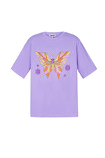 Baumwolle Damen T-Shirt Oversized Schmetterlingsdruck