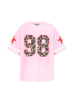 Baumwolle Damen T-Shirt Oversized Leopardenmuster Zahl 98