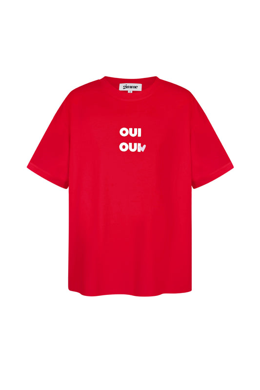 Baumwolle Damen T-Shirt Oversized OUI Print