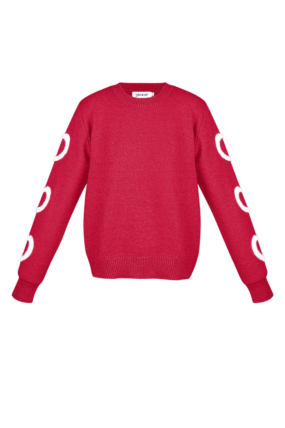 Gestrickter Wollmischungs Damen Rundhals Pullover Herz-Muster Design