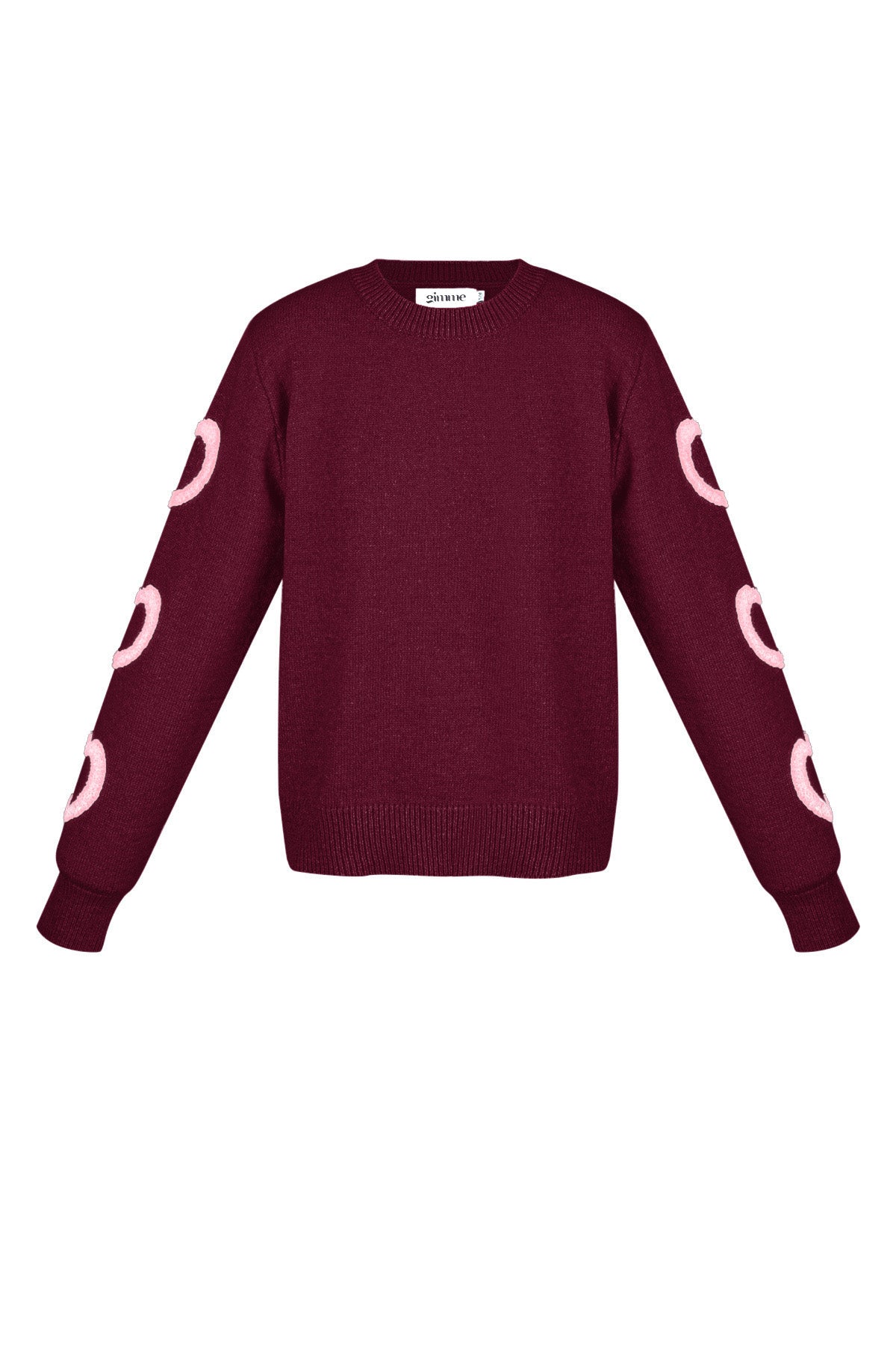 Gestrickter Wollmischungs Damen Rundhals Pullover Herz-Muster Design