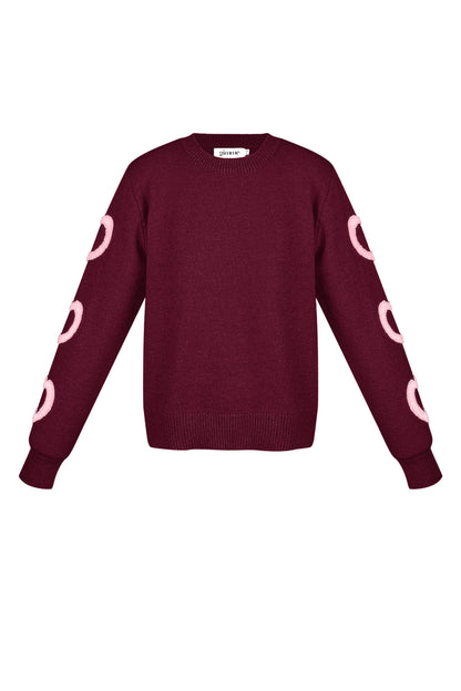 Gestrickter Wollmischungs Damen Rundhals Pullover Herz-Muster Design