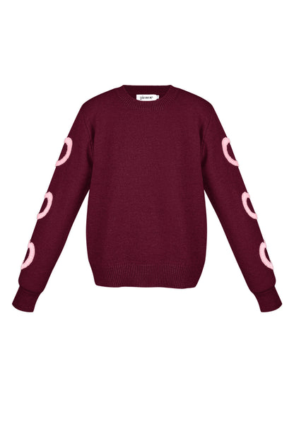 Gestrickter Wollmischungs Damen Rundhals Pullover Herz-Muster Design