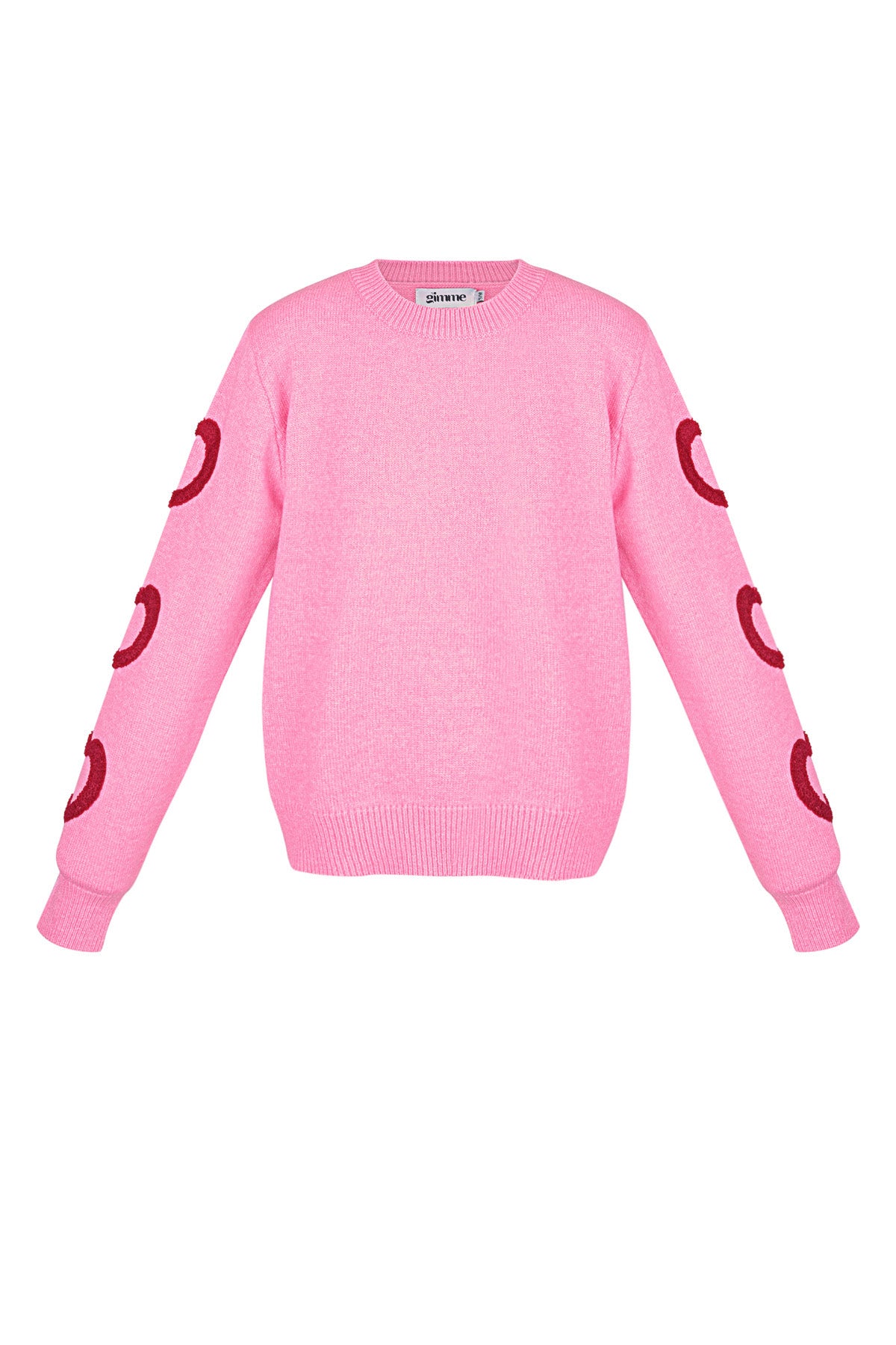 Gestrickter Wollmischungs Damen Rundhals Pullover Herz-Muster Design