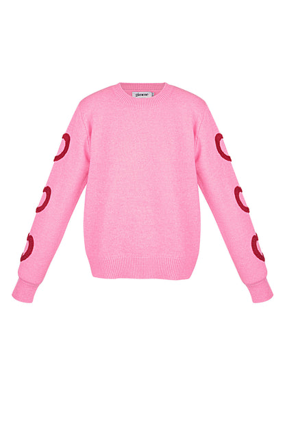 Gestrickter Wollmischungs Damen Rundhals Pullover Herz-Muster Design