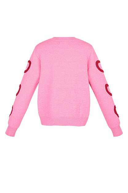 Gestrickter Wollmischungs Damen Rundhals Pullover Herz-Muster Design