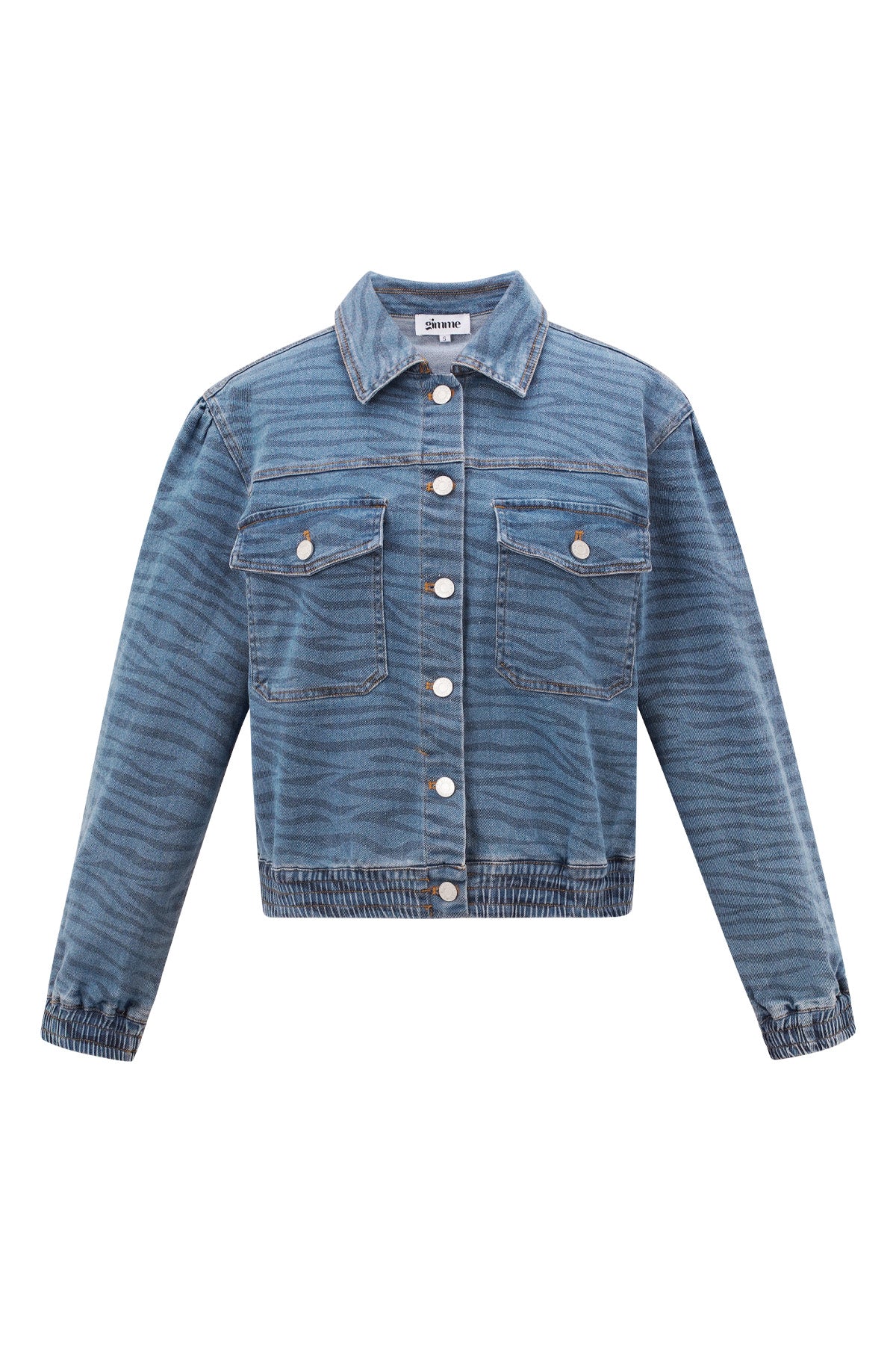 Denim Damenjacke Kurz Tiger-Stripe-Muster