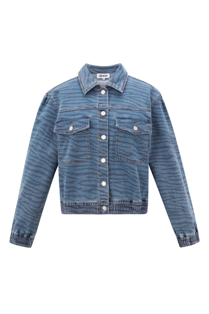 Denim Damenjacke Kurz Tiger-Stripe-Muster