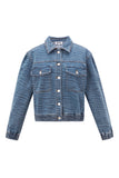 Denim Damenjacke Kurz Tiger-Stripe-Muster