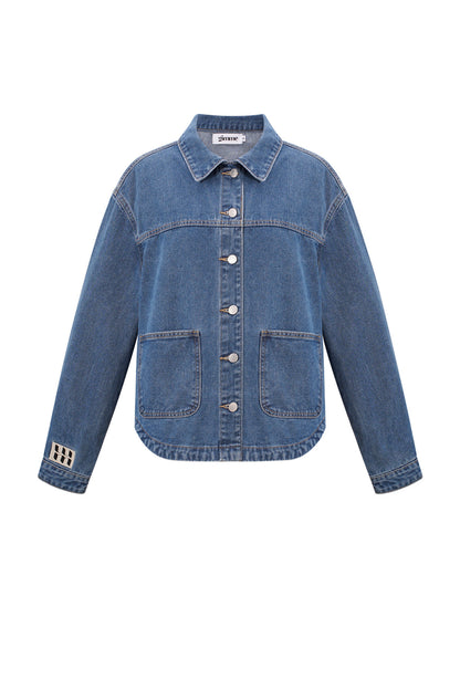 Denim Damenjacke Classic Fit mit Markenlogo Patch