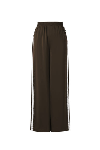Gewebte Polyesterfaser Damen Gerade Hose Sportlich Farbkontrast
