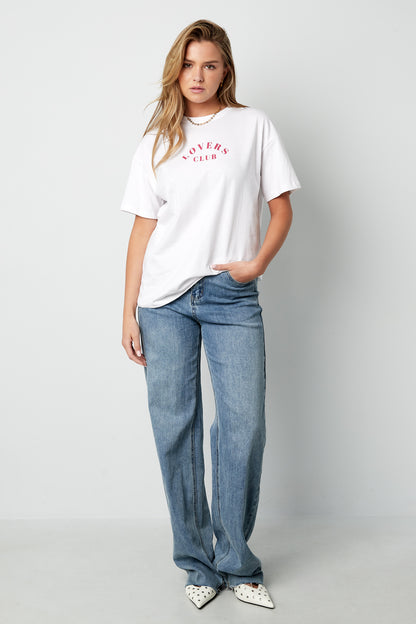 Cotton Damen T-Shirt Casual Letters