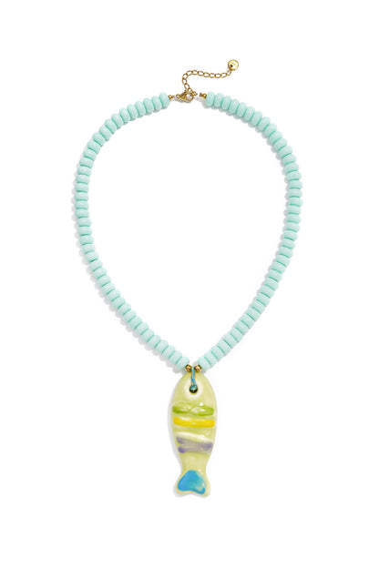 Keramik-Perlenketten, Fischmotiv, Urlaubs-/Strandmotiv, romantische Serie, Damenschmuck