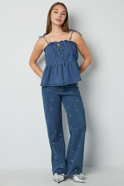 Gewebte Jeans Damen Casual Top Frühling/Sommer Einfarbig
