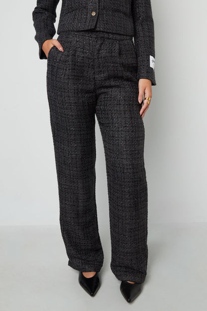Gewebte Polyesterfasern Damen Gerade Hosen Elegantes Karomuster Herbst/Winter