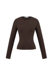 Strick-Nylon Damen Langarm-Oberteil Basic Einfarbig