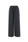 Gewebte Baumwolle Damen Wide Leg Jeans Sporty Einfarbig