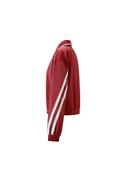 Gewebte Polyesterfaser Damenjacke Sportlich Farbkontrast 2-teiliges Set