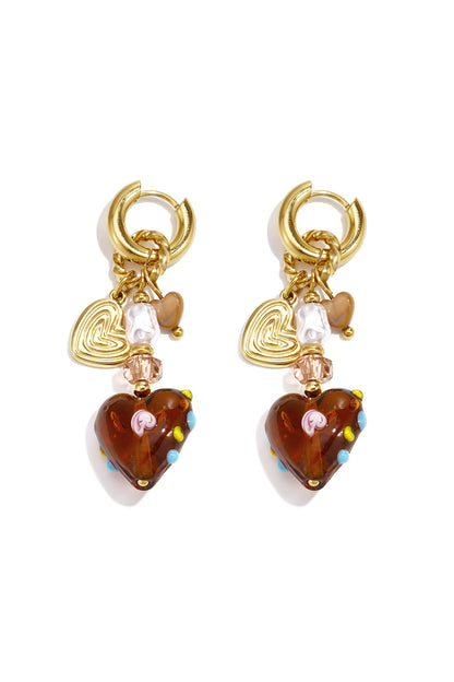 Ohrringe mit Edelstahlperlen, Herzmotiv, niedlich, schlicht, für jeden Tag, Damenschmuck