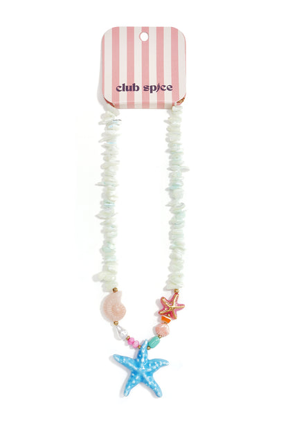Halsketten aus Glasperlen, Seestern-Motiv, Urlaubs-/Strand-Romantik-Serie, Damenschmuck