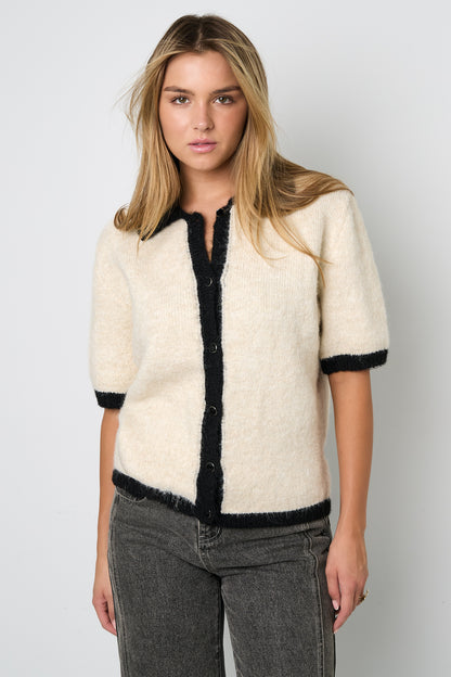 Gestrickte Polyesterfaser Damen Strickjacke Casual Farbkontrast