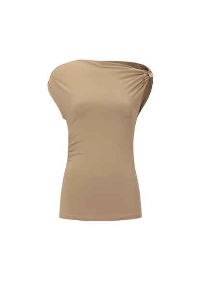 Schulterfreies Top in Gold